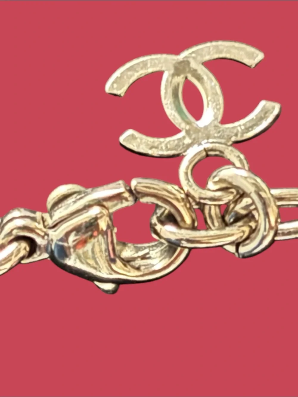 AUTHENTIC CHANEL CC Mirror Pendant Silver Necklace